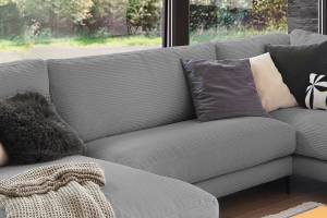 Sofa CARA Wohnlandschaft U-Form Cord Grau