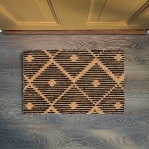 Kokos Fußmatte mit geometrischem Muster Schwarz - Braun - Naturfaser - Kunststoff - 60 x 2 x 40 cm