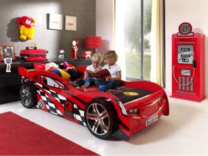 Lits simples enfant Auto Rouge - Bois manufacturé - 111 x 60 x 229 cm