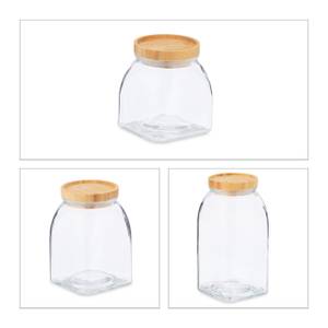 9 x Vorratsglas Braun - Bambus - Glas - Kunststoff - 10 x 21 x 10 cm