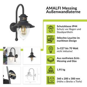 Wandlampe AMALFI Braun - Glas - Metall - 20 x 36 x 30 cm