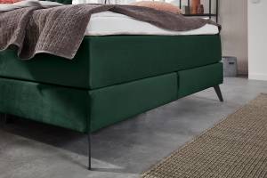 Lit boxspring SINDAR avec visco-topper Noir - Vert foncé - Largeur : 182 cm - Noir