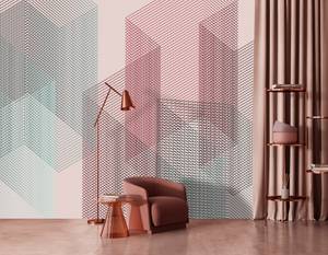 Fototapete Mesh 1 Walls by Patel Blau - Grau - Pink - Kunststoff - Textil - 400 x 270 x 0 cm