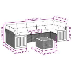 Garten-Sofagarnitur -K-4440 ( 8-tlg ) Schwarz - Massivholz - 69 x 62 x 62 cm