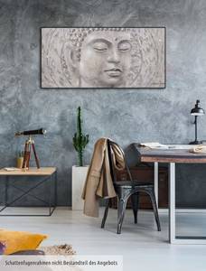 Bild handgemalt Find your Inner Peace Grau - Massivholz - Textil - 120 x 60 x 4 cm