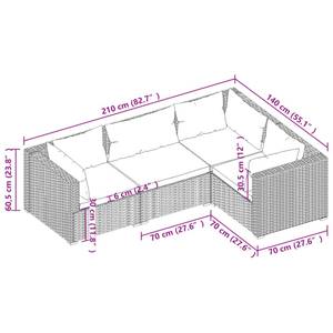 Garten-Lounge-Set (4-teilig) 3013632-14 Blau - Dunkelblau - Grau