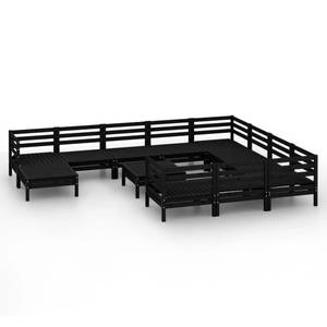 Garten-Lounge-Set Schwarz - Massivholz - Holzart/Dekor - 64 x 29 x 64 cm