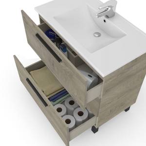 Waschtischunterschrank mit Spiegel Braun - Holzwerkstoff - 45 x 86 x 80 cm
