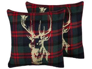 Coussin décoratif RUDOLPH Doré - Vert - Rouge - Textile - 45 x 12 x 45 cm