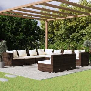 Garten-Lounge-Set (9-teilig) 3013637-13 Braun - Weiß - Metall - Polyrattan - 70 x 61 x 70 cm