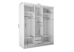 Kleiderschrank VIVI Schwarz - Eiche Sonoma Dekor - Breite: 180 cm