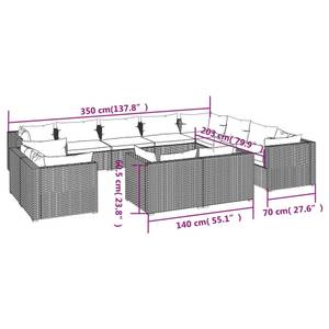 Garten-Lounge-Set 3013640-7 (12-teilig) Braun - Weiß - Metall - Polyrattan - 70 x 60 x 70 cm