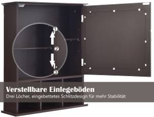 Hängeschrank Spiegelschrank Braun - Holzwerkstoff - 16 x 61 x 50 cm