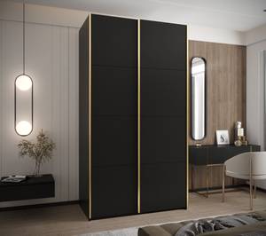 Armoire Lux 1 Noir - Doré - Largeur : 130 cm