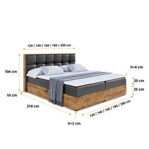 Boxspringbett LOLLI7 Hochglanz Schwarz - Breite: 120 cm - H4