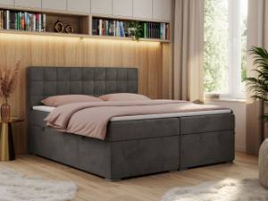 Boxspringbett CARMEN Grau - Breite: 140 cm - H4 - Textil