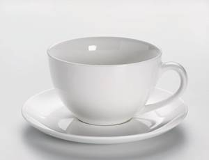 Tasse und Untertasse White Basic Round Weiß - Naturfaser - 2 x 10 x 19 cm