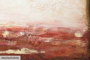 Tableau peint à la main Pic de chaleur Rouge - Bois massif - Textile - 150 x 50 x 4 cm
