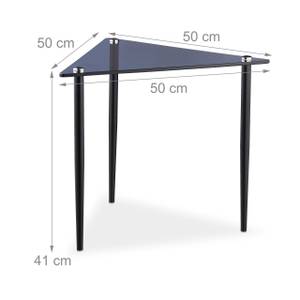 Table d’appoint triangulaire en verre Noir - Gris - Verre - Métal - 50 x 41 x 50 cm