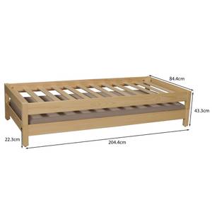 Stapelbett JONAS mit Lattenroste Braun - Massivholz - 85 x 209 cm