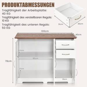 Sideboard mit verstellbare Ablagen Weiß - Holzwerkstoff - 40 x 78 x 100 cm