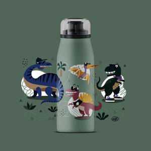 Isolierflasche Kids Crazy Dinos Dunkelgrün