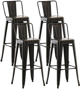 Tabouret de bar Mason Lot de 4 Noir brillant