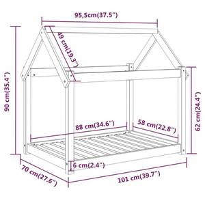 Hundebett 3016322-2 Holz - 101 x 90 x 70 cm