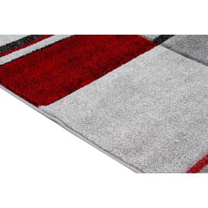 Tapis de salon moderne et design YARI Gris - Rouge - 130 x 190 cm