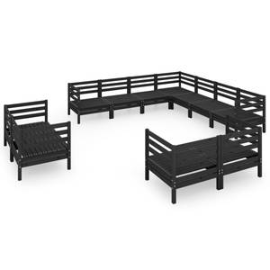 Garten-Lounge-Set Schwarz - Massivholz - Holzart/Dekor - 64 x 63 x 64 cm