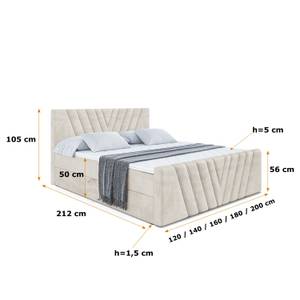 Boxspringbett ERNINA-Z Beige - Breite: 140 cm - H3