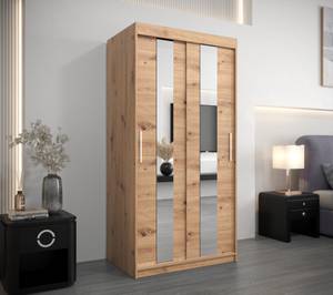 Armoire à portes coulissantes Pole Imitation chêne - Largeur : 100 cm - 2 porte