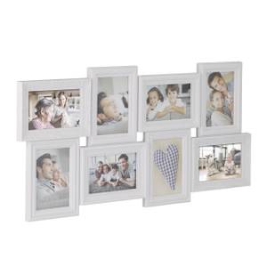Bilderrahmen für 8 Fotos Weiß - Holzwerkstoff - Kunststoff - 69 x 36 x 3 cm