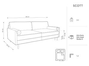 Schalfsofa mit Box SCOTT 3 Sitzplätze Blau