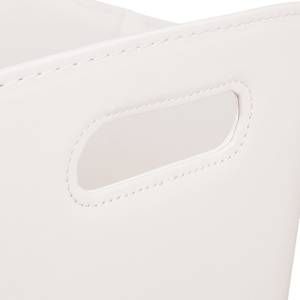 Panier à bois en similicuir blanc crème Blanc - Métal - Papier - Matière plastique - 54 x 36 x 41 cm