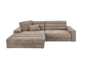 Ecksofa LANA Sofa Cord Recamiere Taupe - Ecke davorstehend links