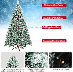 225cm LED Künstlicher Weihnachtsbaum Grün - Kunststoff - 137 x 225 x 137 cm