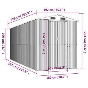 Abri de jardin 3014781-2 Gris lumineux - 192 x 523 cm