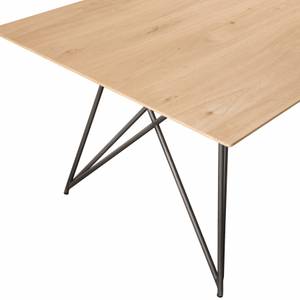 Table à manger bois chêne Marron - En partie en bois massif - 100 x 76 x 220 cm
