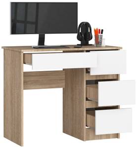 Bureau d'ordinateur A-7 droit CLP Imitation chêne de Sonoma - Blanc