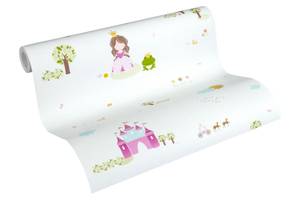 Märchentapete Kinderzimmer Prinzessin Braun - Grün - Pink - Weiß - Kunststoff - Textil - 53 x 1005 x 1 cm