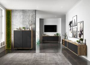 Sideboard APOLLO Loft Schwarz - Eiche Wotan Dekor