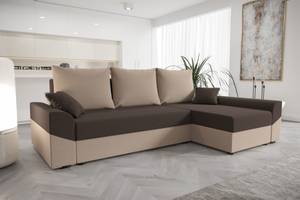 Ecksofa DENVI Beige - Braun - Ecke davorstehend rechts