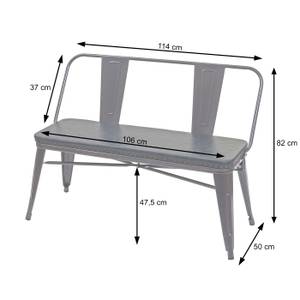 Banc 2 places H10 design industriel Noir - Gris