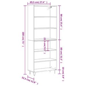 Highboard DE1230 Schwarz - Holzwerkstoff - 33 x 180 x 70 cm