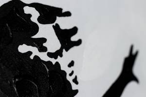 Bild handgemalt Banksy's Heart Balloon Rot - Massivholz - Textil - 60 x 90 x 4 cm