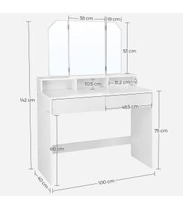 Schminktisch mit Spiegel - L100 cm Weiß - Holzwerkstoff - 40 x 142 x 100 cm