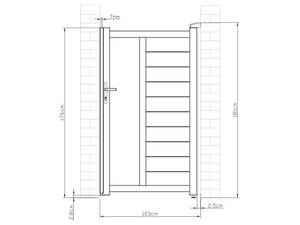 Eingangstor GREGOR Grau - Metall - 4 x 176 x 100 cm