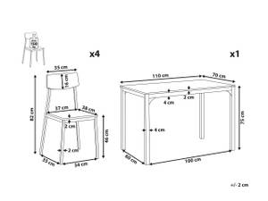 Ensemble pour salle à manger BISMARCK Gris - Blanc - Bois manufacturé - 110 x 75 x 70 cm