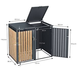 Mülltonnenbox für 4 Tonnen Anthrazit - Eiche Hell Dekor - Höhe: 117 cm